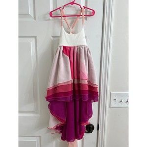Pleiades Girls Size 3 Pink Chiffon Rainbow High Low Dress!